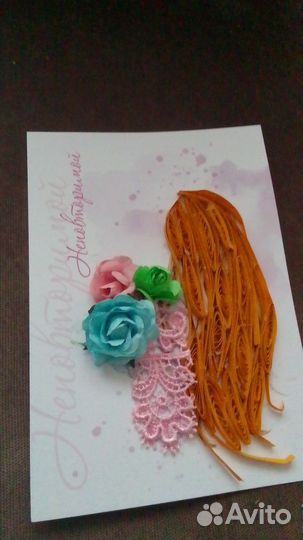 Девушка с цветами.квиллинг ручная работа