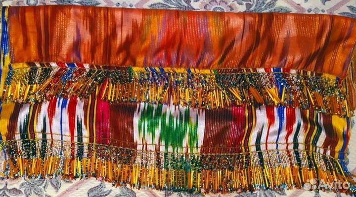 Царская шаль ручной работы с бисером из хан-атласа