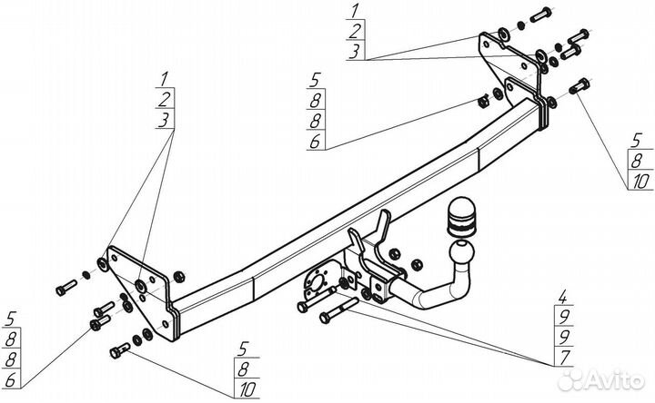 Фаркоп на Hyundai Creta, с 2021 г.в. Новый