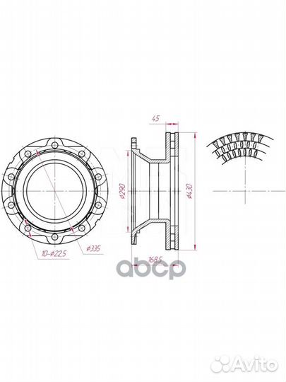 Диск тормозной 430x168.5x290x45 n10x22.5