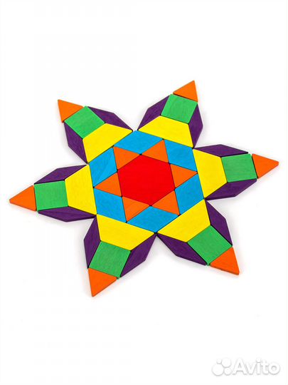 Пазл-мозаика из дерева цветная