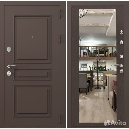 Дверь входная металлическая с зеркалом