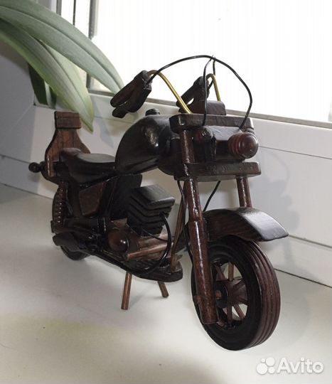 Мотоцикл деревянный, Harley Davidson, 23 см