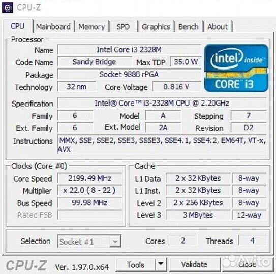 В Ноут Процы Intel Core i3 2328M и 3110M G2 PGA988