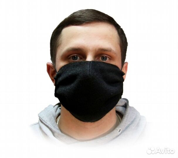 Маска теплая защитная-многоразовая (Черный)
