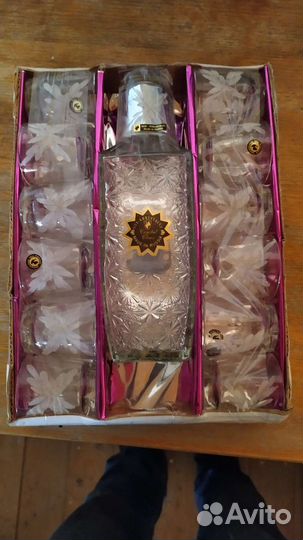 Графин с рюмками 12 штук гусь хрустальный