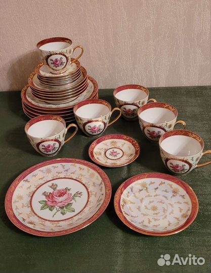 Сервиз volkstedt гдр, роза в медальоне,попредметно