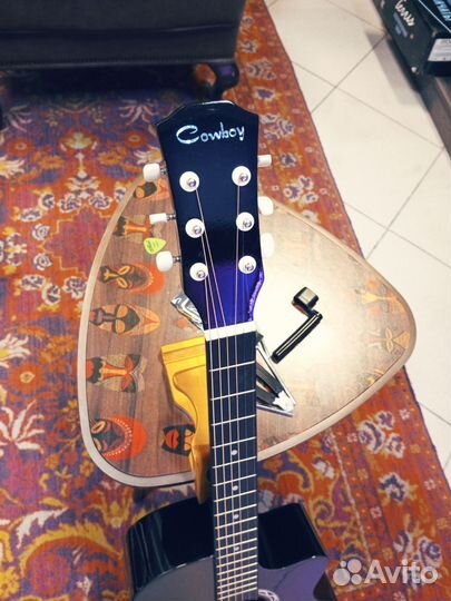 Гитара чёрная Cowboy набор с чехлом и аксессуарами