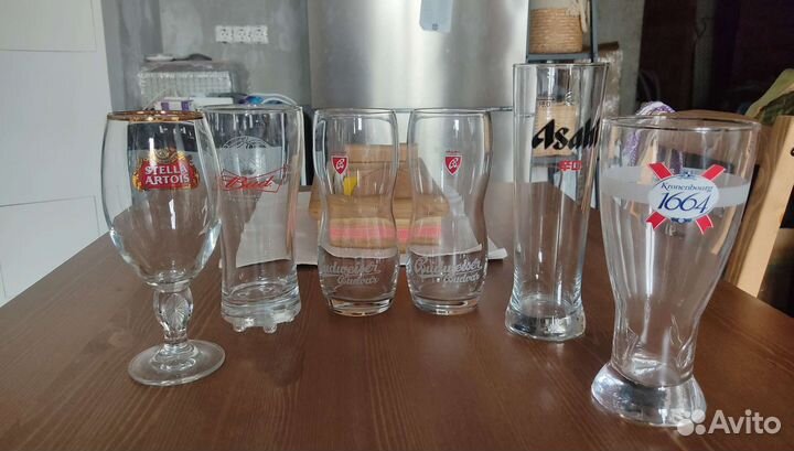 Бокалы пивные Budweiser, Stella Artois, Asahi