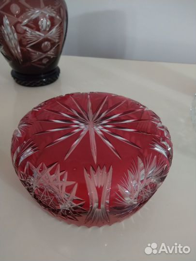 Вазы цветной хрусталь Германия, Чехословакия