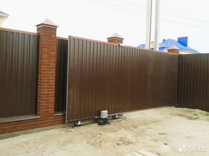 Откатные ворота на винтовых сваях