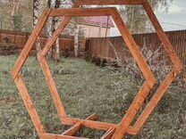 Арка свадебная деревянная шестиугольная, фотозона