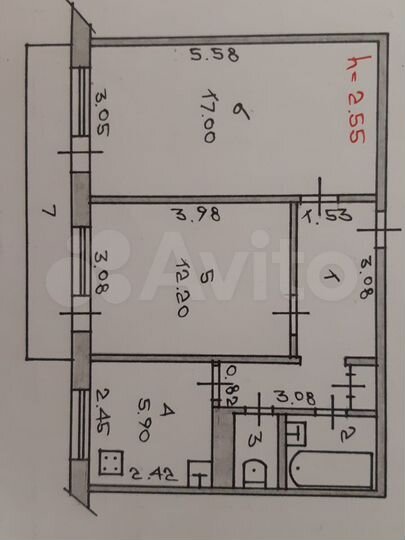 2-к. квартира, 52,1 м², 4/5 эт.