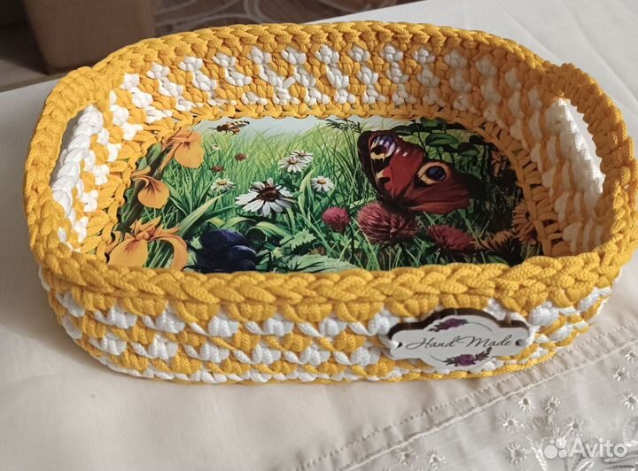 Вязанные корзинки -шкатулки