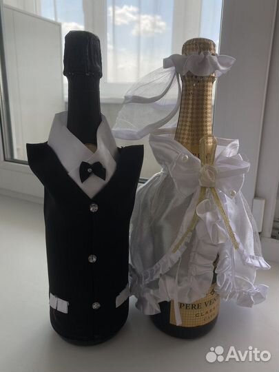 Украшения для бутылок на свадьбу