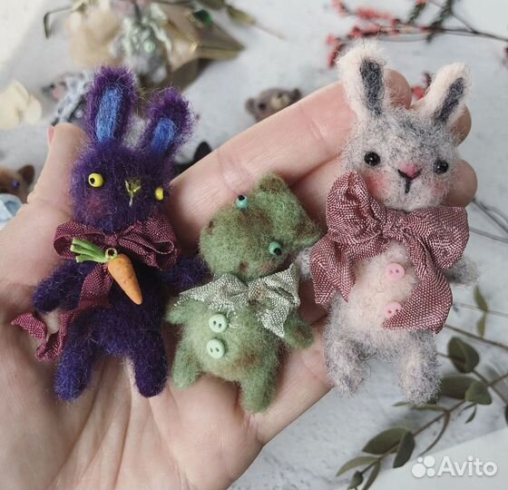 Миниатюрные валяные игрушки из шерсти