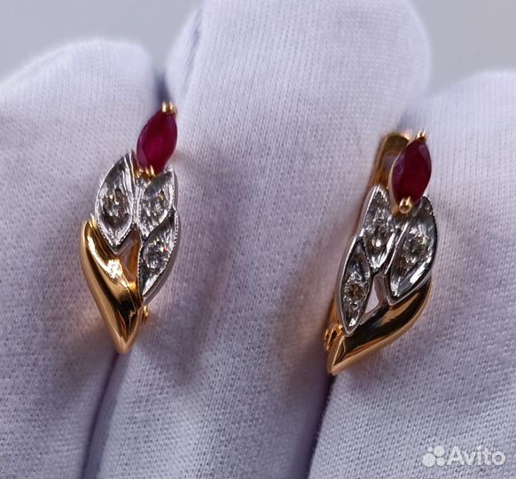 Золотые Серьги 585 пробы с бриллиантами. Рассрочка