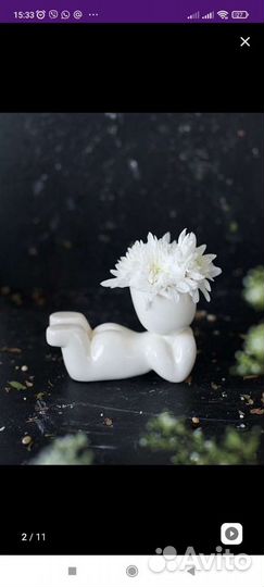 Экочеловечки. Керамическое кашпо горшочек