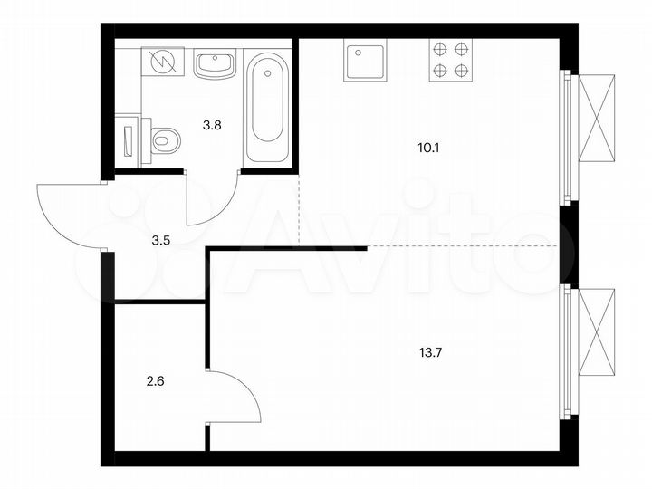 1-к. квартира, 33,7 м², 4/25 эт.