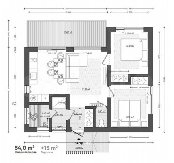 Дом 69 м² на участке 10 сот.