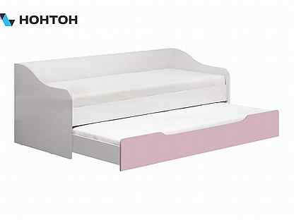 Кровать выдвижная Вега fashion белый / розовый
