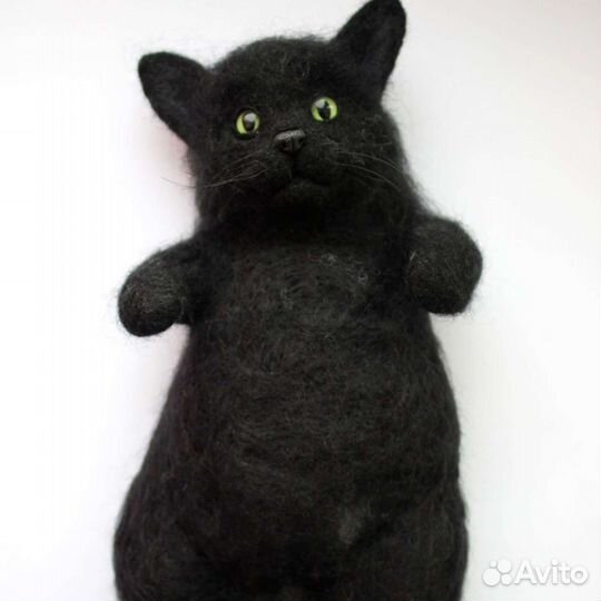 Кот чёрный ручная работа