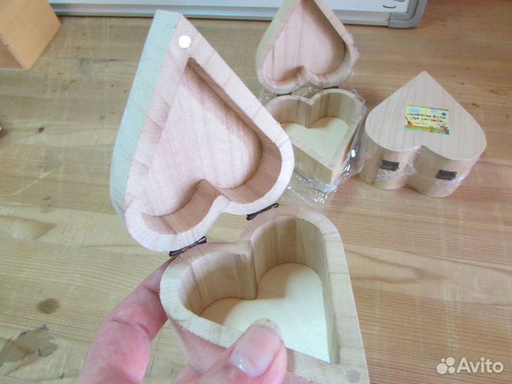 Шкатулка из дерева в форме сердца (2 шт)