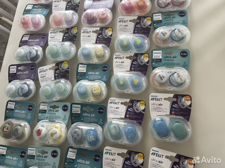 Соски пустышки avent 0-6 мес и 6-18 мес