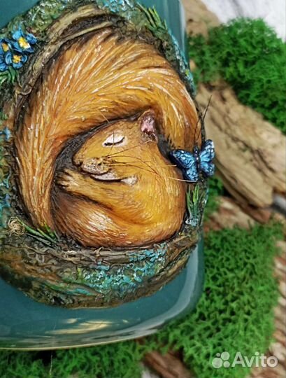 Декор из полимерной глине на кружке