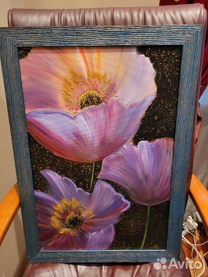 Картин холст 40*60 акрил золотые гели