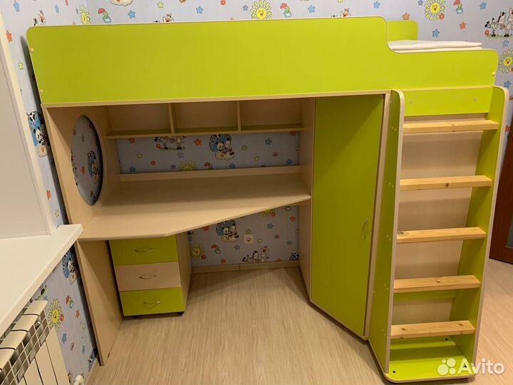 Детская кровать чердак 1800 х 800 с тумбой