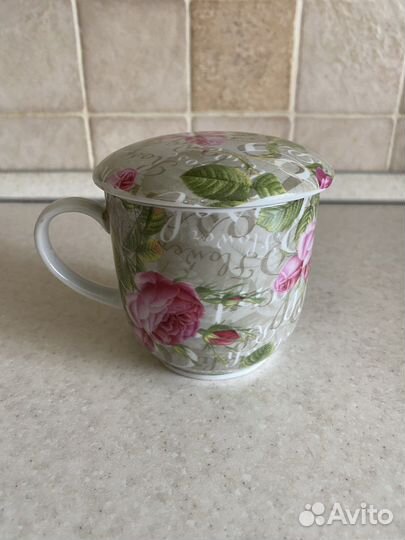 Кружка заварочная с ситом роза