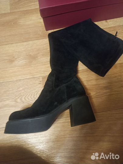 Сапоги ботфорты замшевые