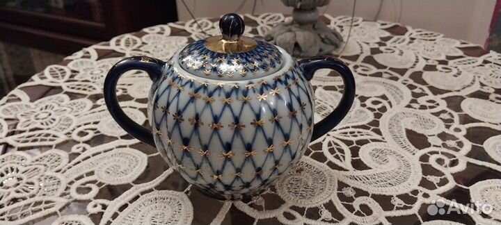 Чайный сервиз кобальтовая сетка СССР