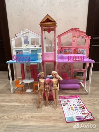 Кукольный Дом барби Barbie malibu с лифтом + куклы