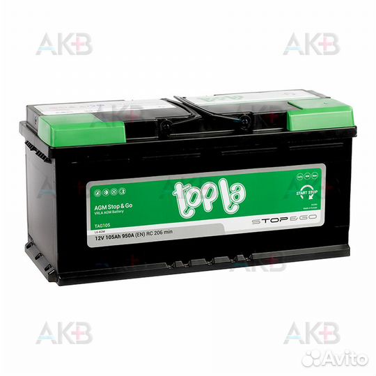 Аккумулятор автомобильный Topla AGM Stop-n-Go 105R