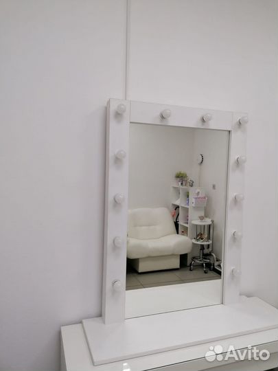 Гримерное зеркало с лампочками