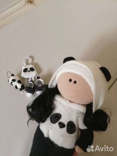 Вязаная кукла ручной работы 30 см