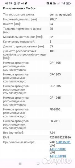 Тормозные диски гольф 4