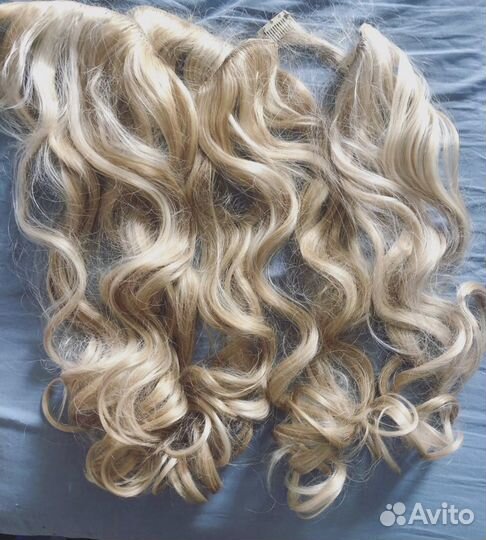 Волосы на заколках 70см блонд