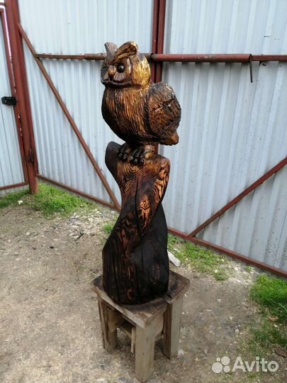 Филин, сова из дерева