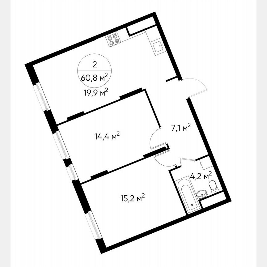 2-к. квартира, 60,8 м², 9/17 эт.