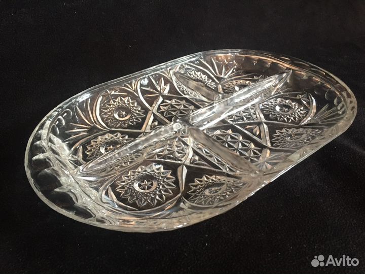 Менажница хрустальная 4 секции, СССР, ретро