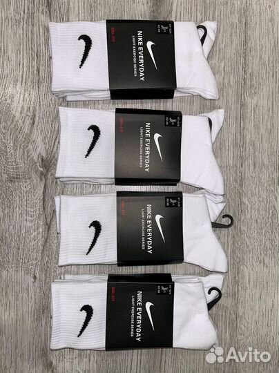 Носки nike everyday белые высокие 12 пар