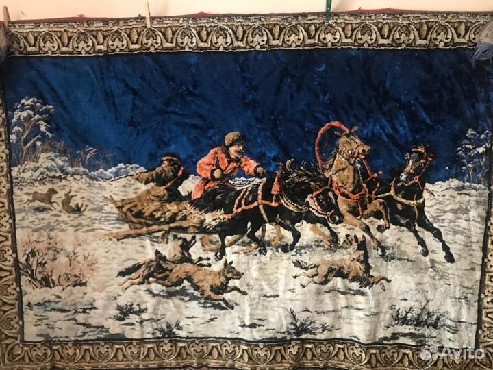 Плюшевый ковер-гобелен СССР 50-60 годов