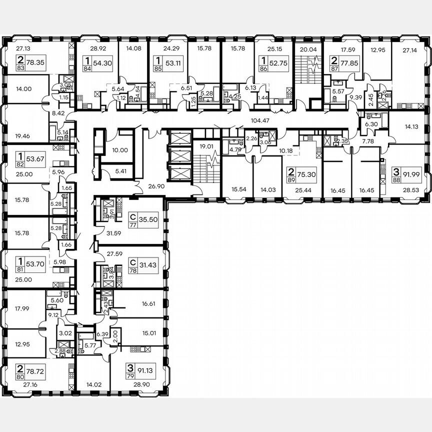 1-к. апартаменты, 53,4 м², 8/21 эт.