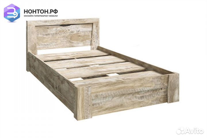 Кровать Ривьера 1.2 м дуб юкон / бетон темный