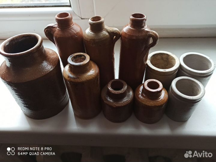 Старинные Немецкие глиняные бутыльки