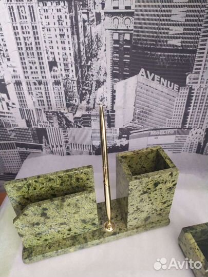 Письменный набор начальника из змеевик