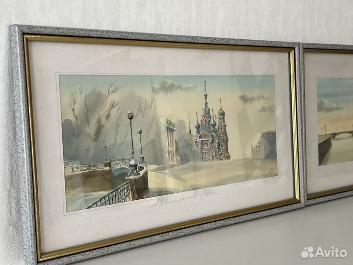 Картина акварелью в раме Санкт-Петербург